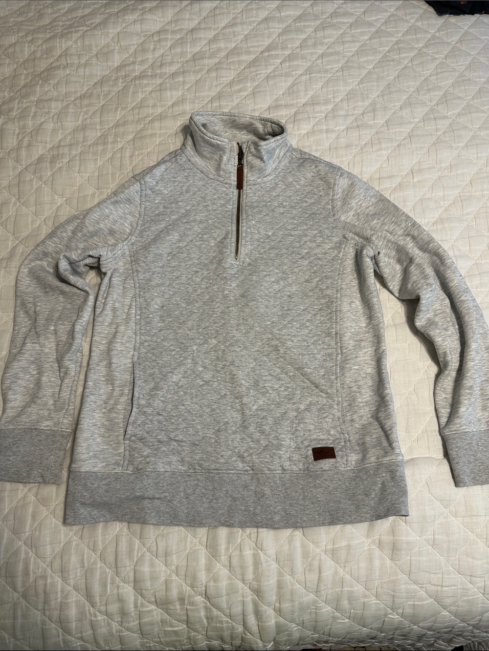 L.L. Bean Light Heather Gray Quarter-Zip Pullover